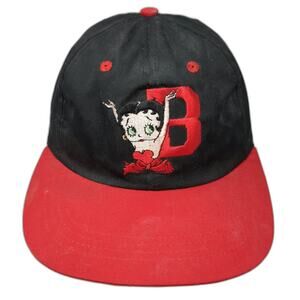 Betty Boop Snapback Black Red One Size Embroidered Character Logo Adjustable Hat